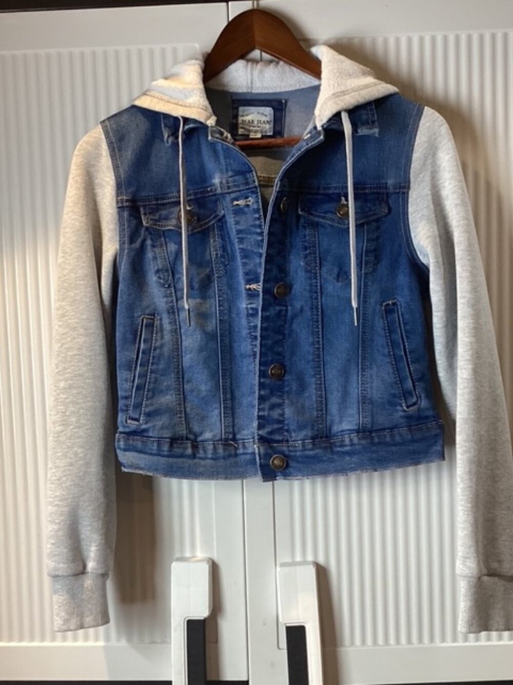 Wax Jean Hooded Denim Jacket Size Small - Picture 2 of 4